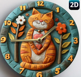Charming 8-Inch Round Silent Wall Clock with Quartz Movement - Cat & Heart Design, Perfect for Bedroom, Dorm